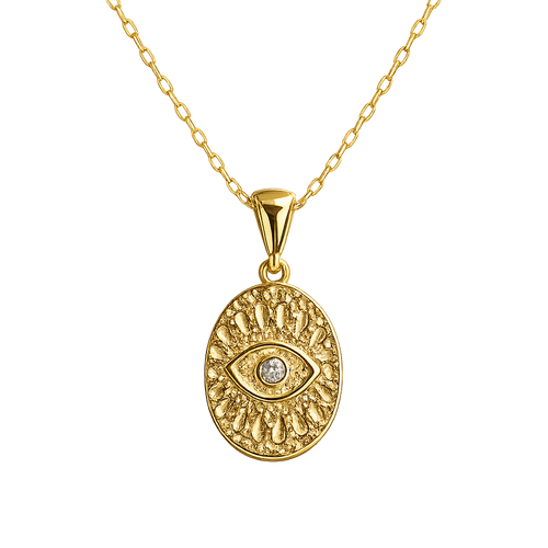 Evil Eye Gold Pendant  Ancient Aegean Inspired Jewelry